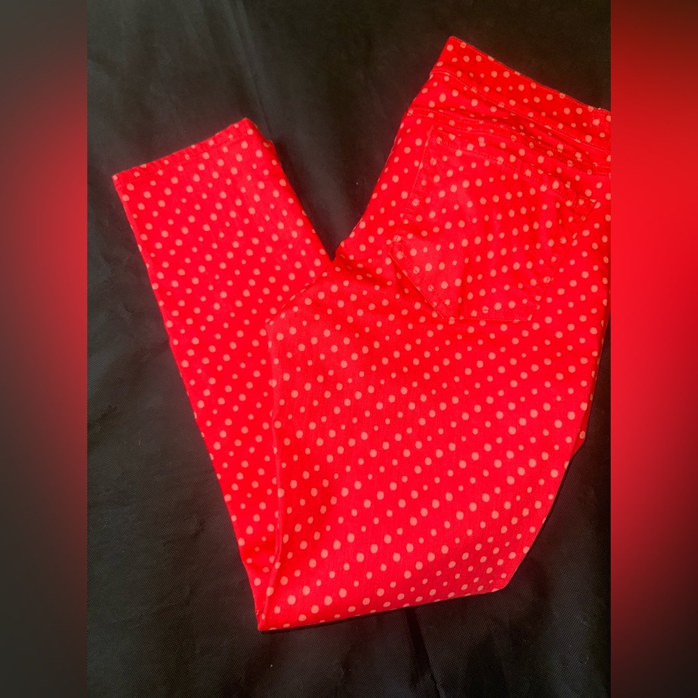 Old Navy Rockstar Red Polka Dot Skinny Jeans